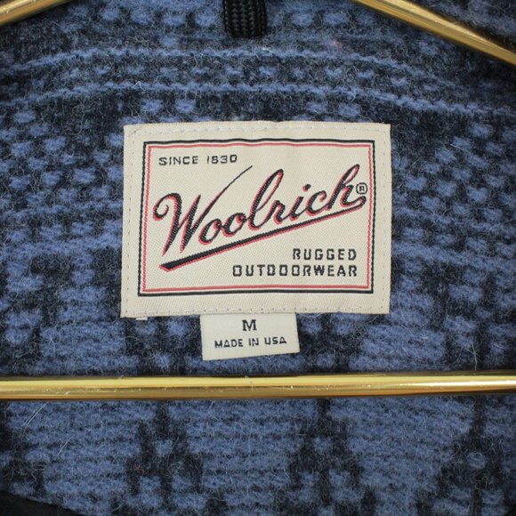 Vintage! Woolrich Blue Wool Blend Aztec Southwestern Jacket Coat Size M - Picture 6 of 8